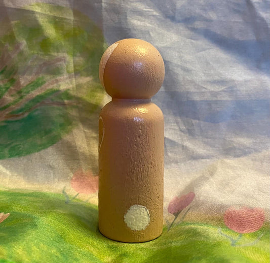 Brown Bunny hand painted wooden peg doll (6.5cm)