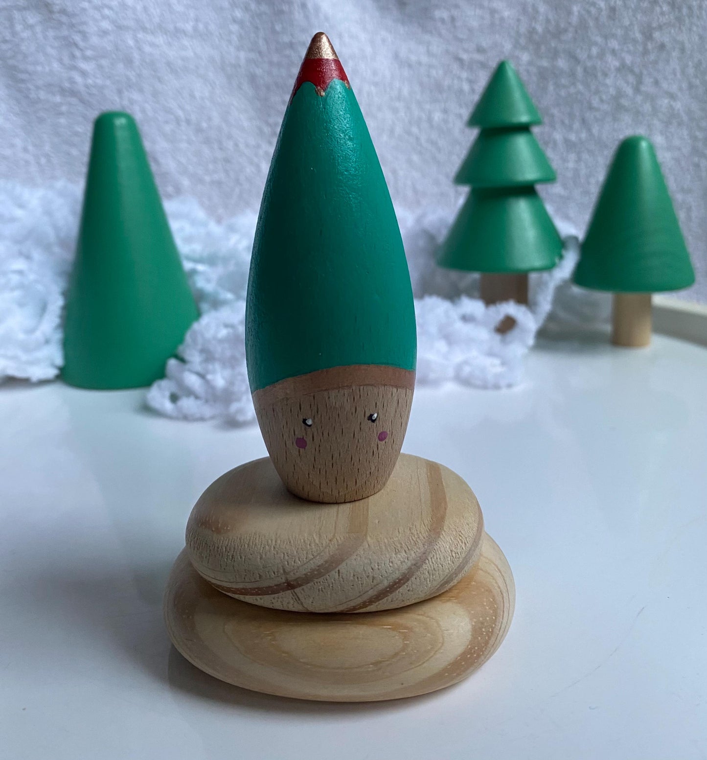 Christmas Elf hand painted wooden tomten peg doll (9cm)