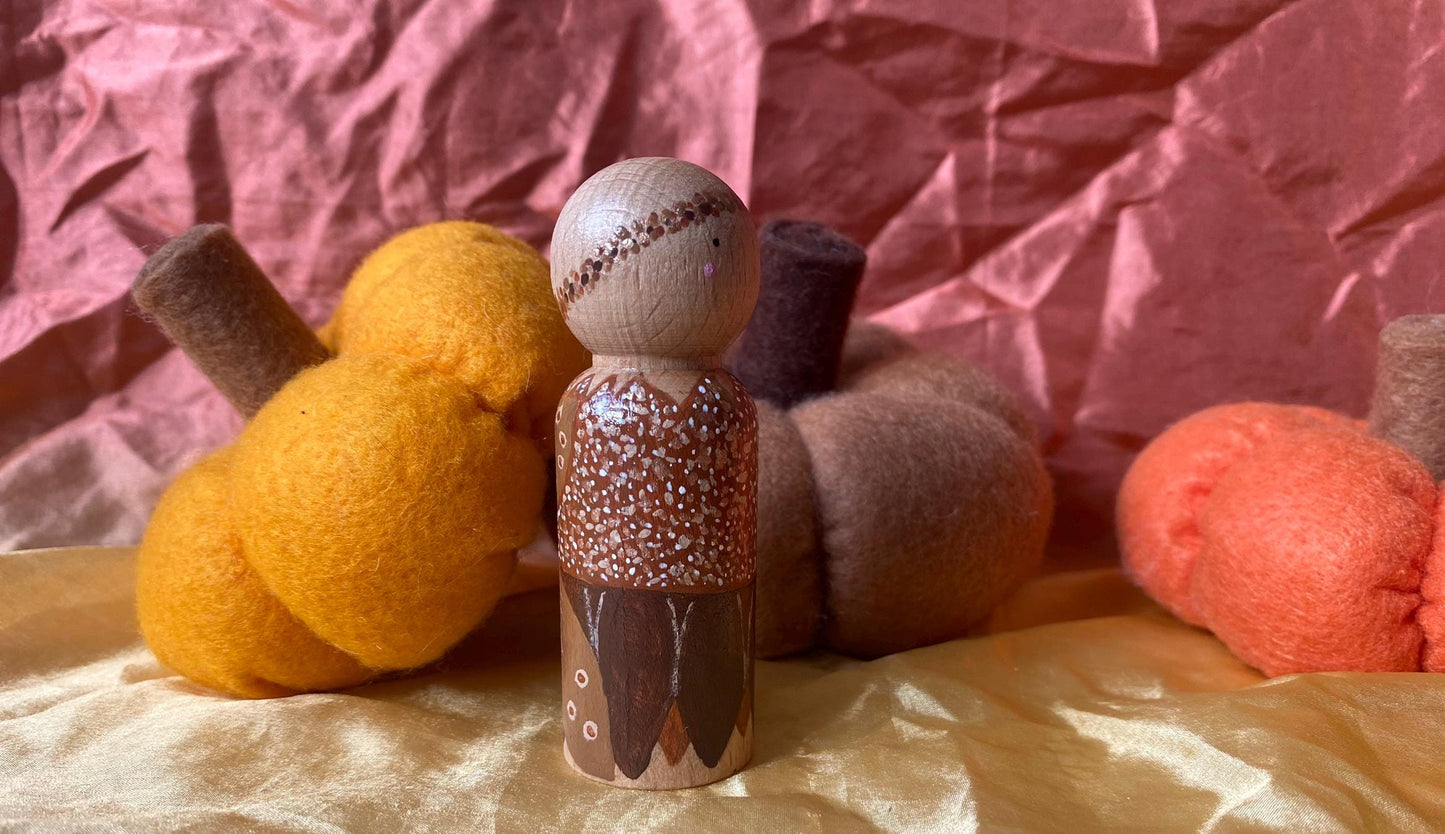 Autumnal fairy handpainted wooden peg doll (9cm)