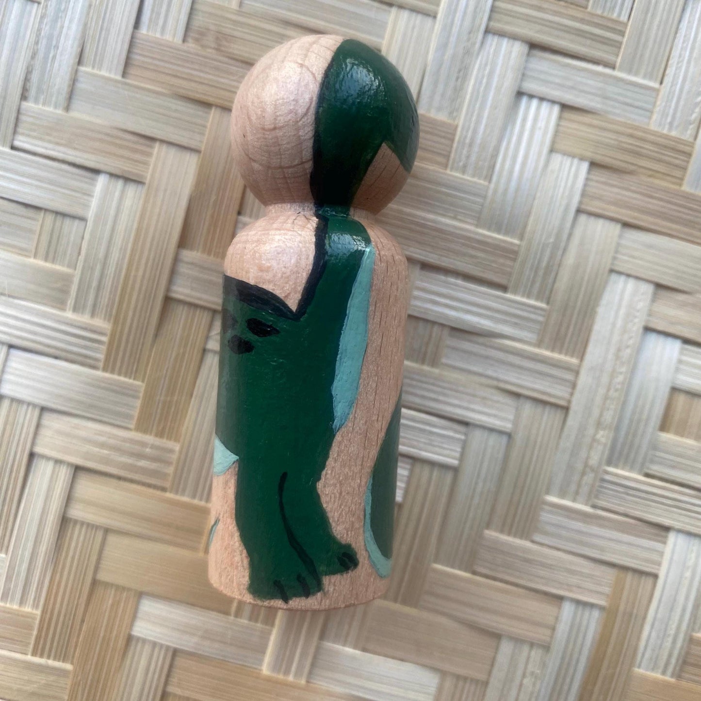 Brontosaurus hand painted wooden peg doll (6.5cm)