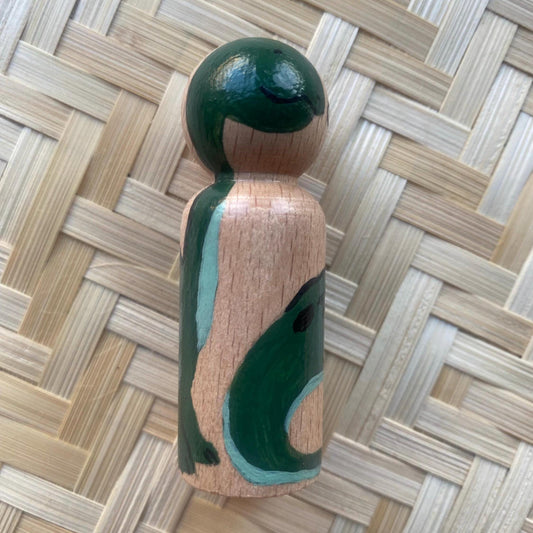 Brontosaurus hand painted wooden peg doll (6.5cm)