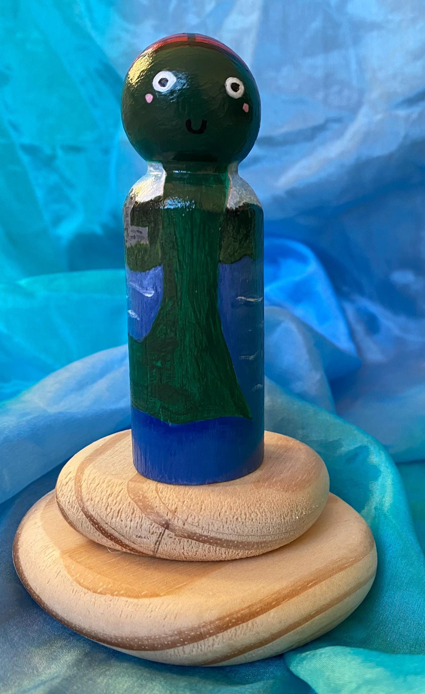 Hand painted Loch Ness monster wooden peg doll (9cm)