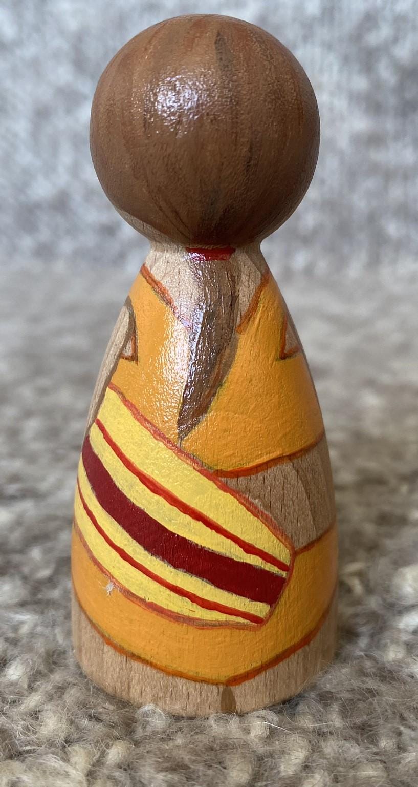 Hand painted wooden bikini surfer peg doll (9cm)
