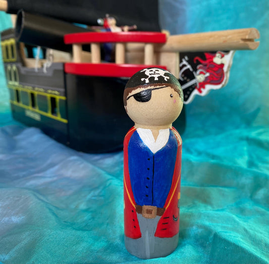 Hand painted pirate wooden peg doll (9cm)