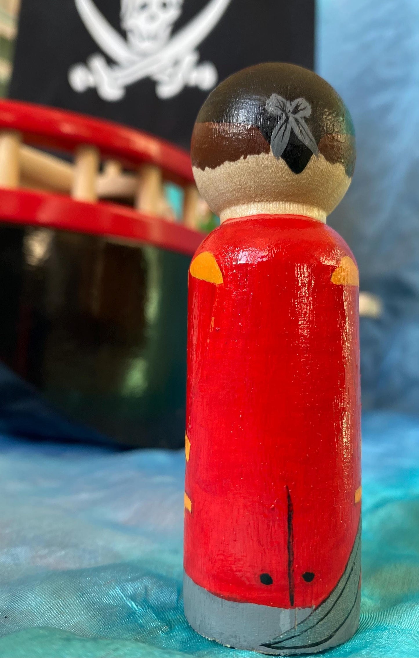 Hand painted pirate wooden peg doll (9cm)