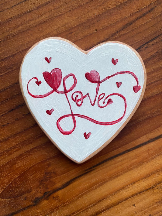 Hand painted wooden love heart (7cm)