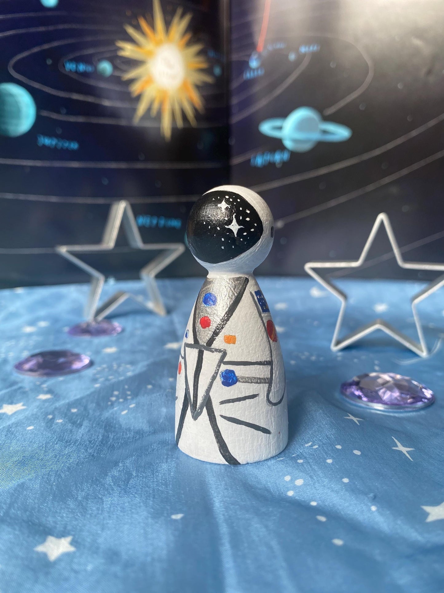 Astronaut handpainted wooden peg doll (6.5cm)