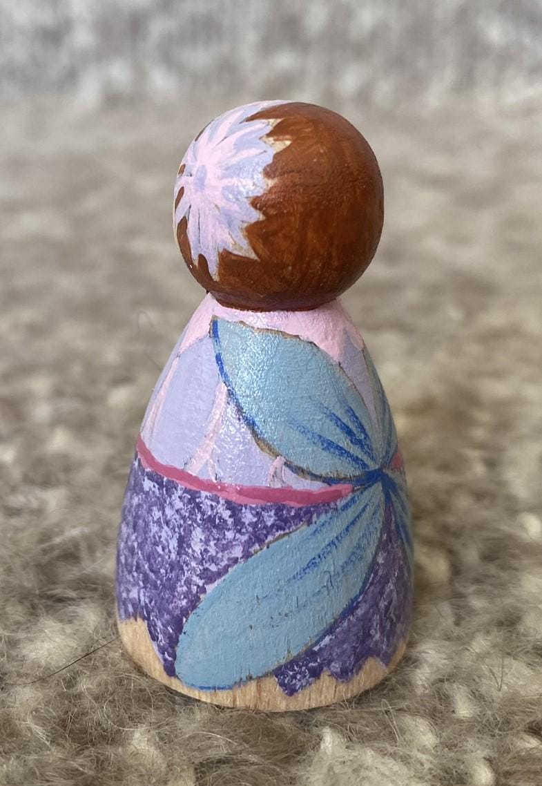 Hand painted purple wooden fairy peg doll (5cm)