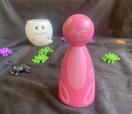 Hand painted Spooky Stitch Bunny wooden peg doll (8cm)