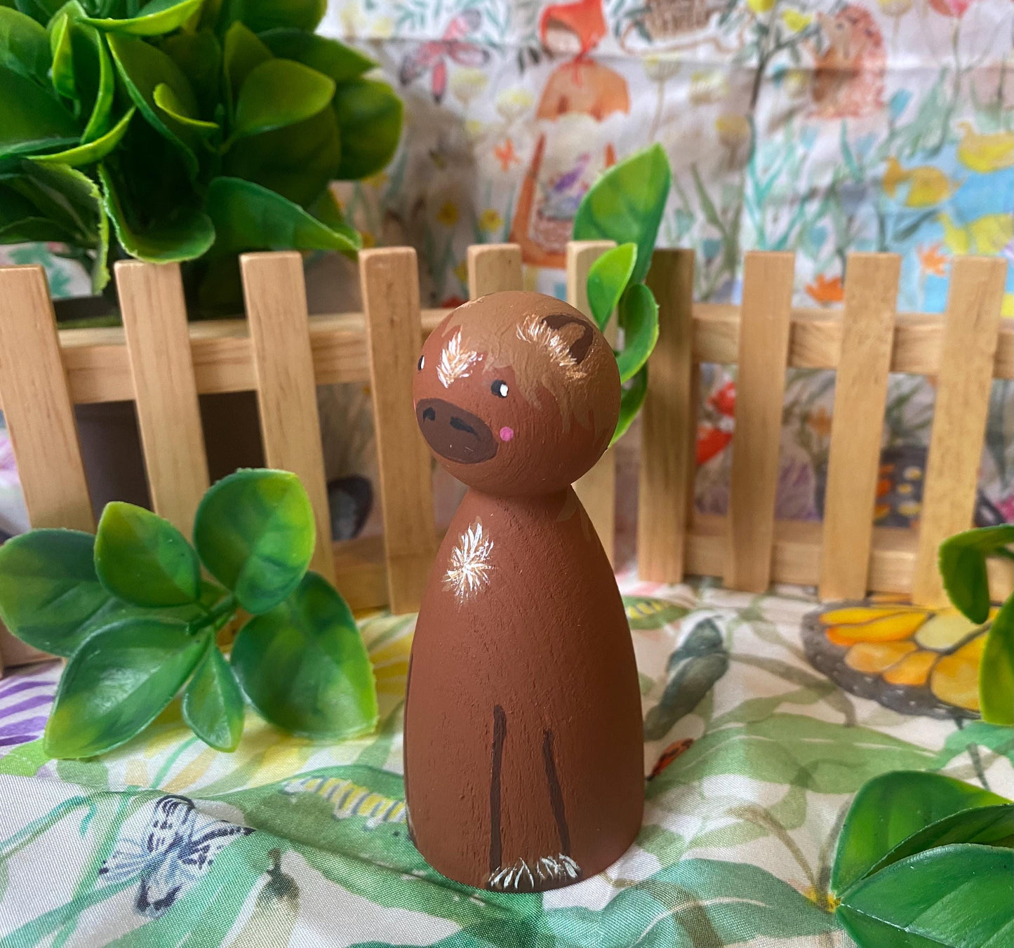 Brown horse hand painted wooden peg doll (8cm)