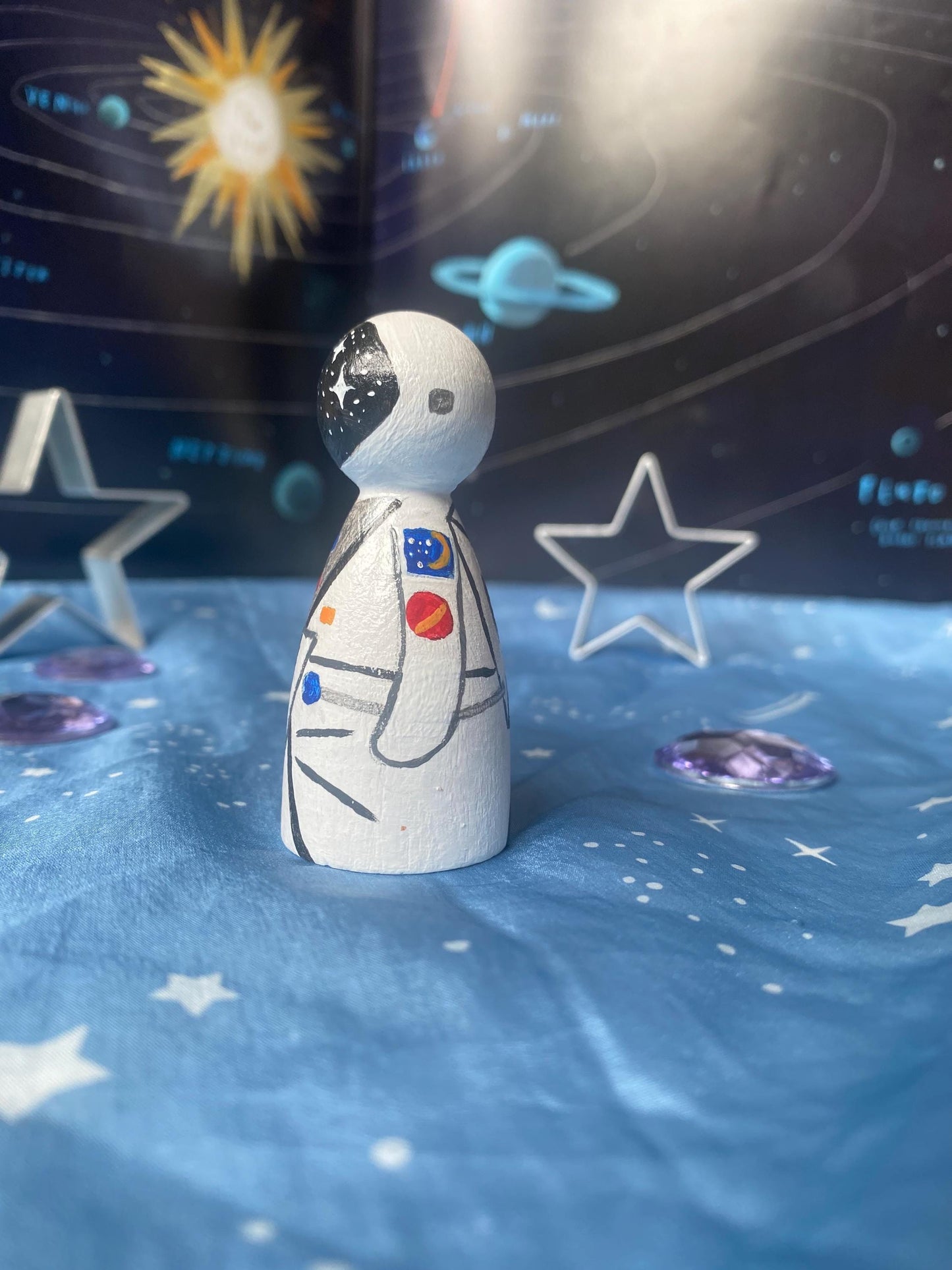 Astronaut handpainted wooden peg doll (6.5cm)