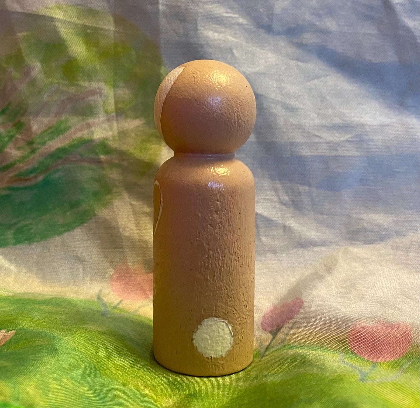 Brown Bunny hand painted wooden peg doll (6.5cm)