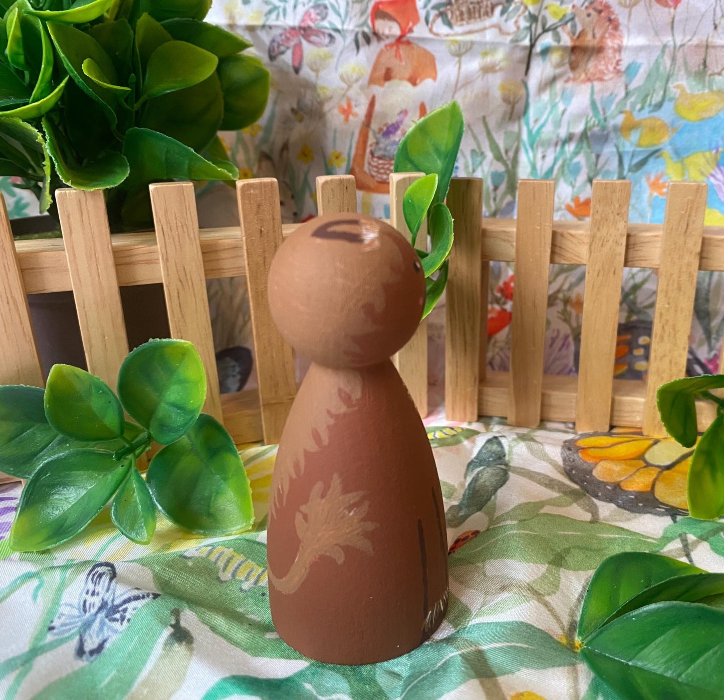 Brown horse hand painted wooden peg doll (8cm)