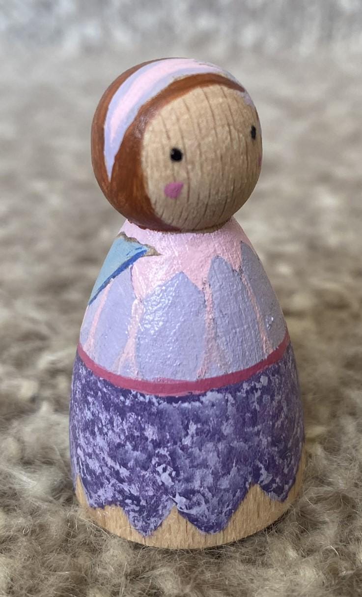 Hand painted purple wooden fairy peg doll (5cm)