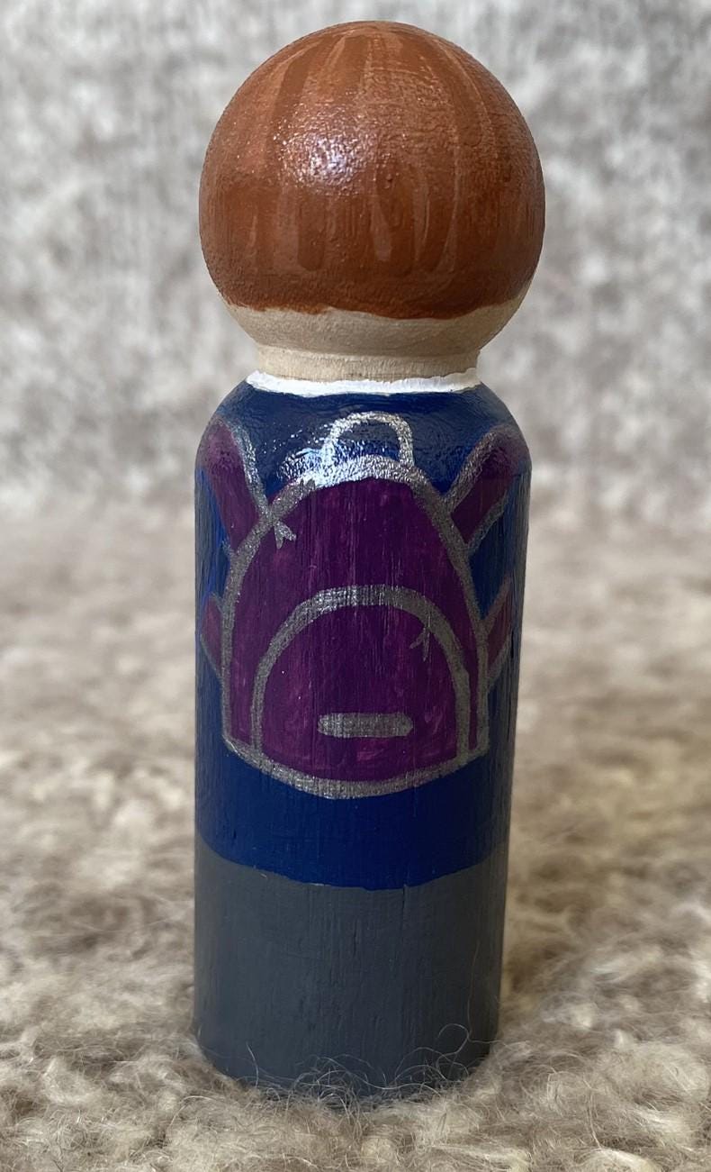 Hand painted First Day of School wooden peg doll (9cm)