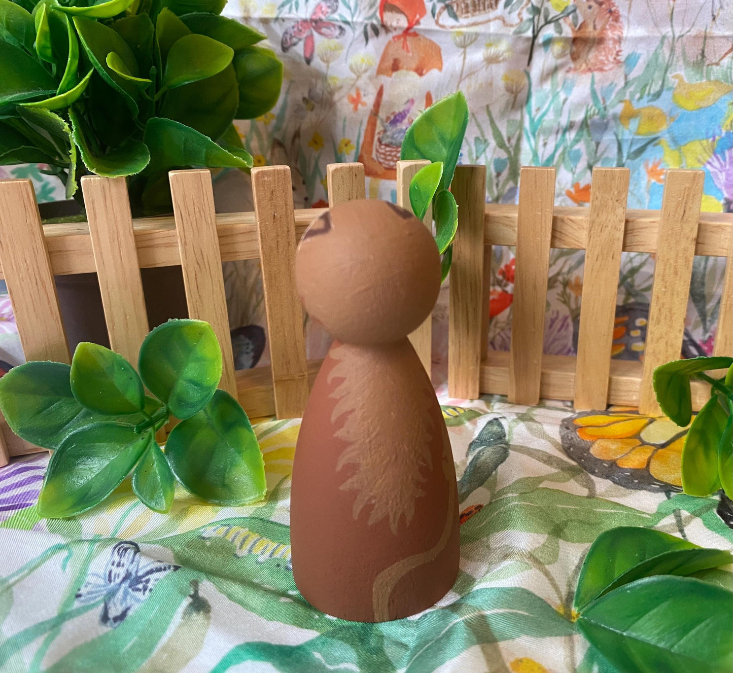 Brown horse hand painted wooden peg doll (8cm)