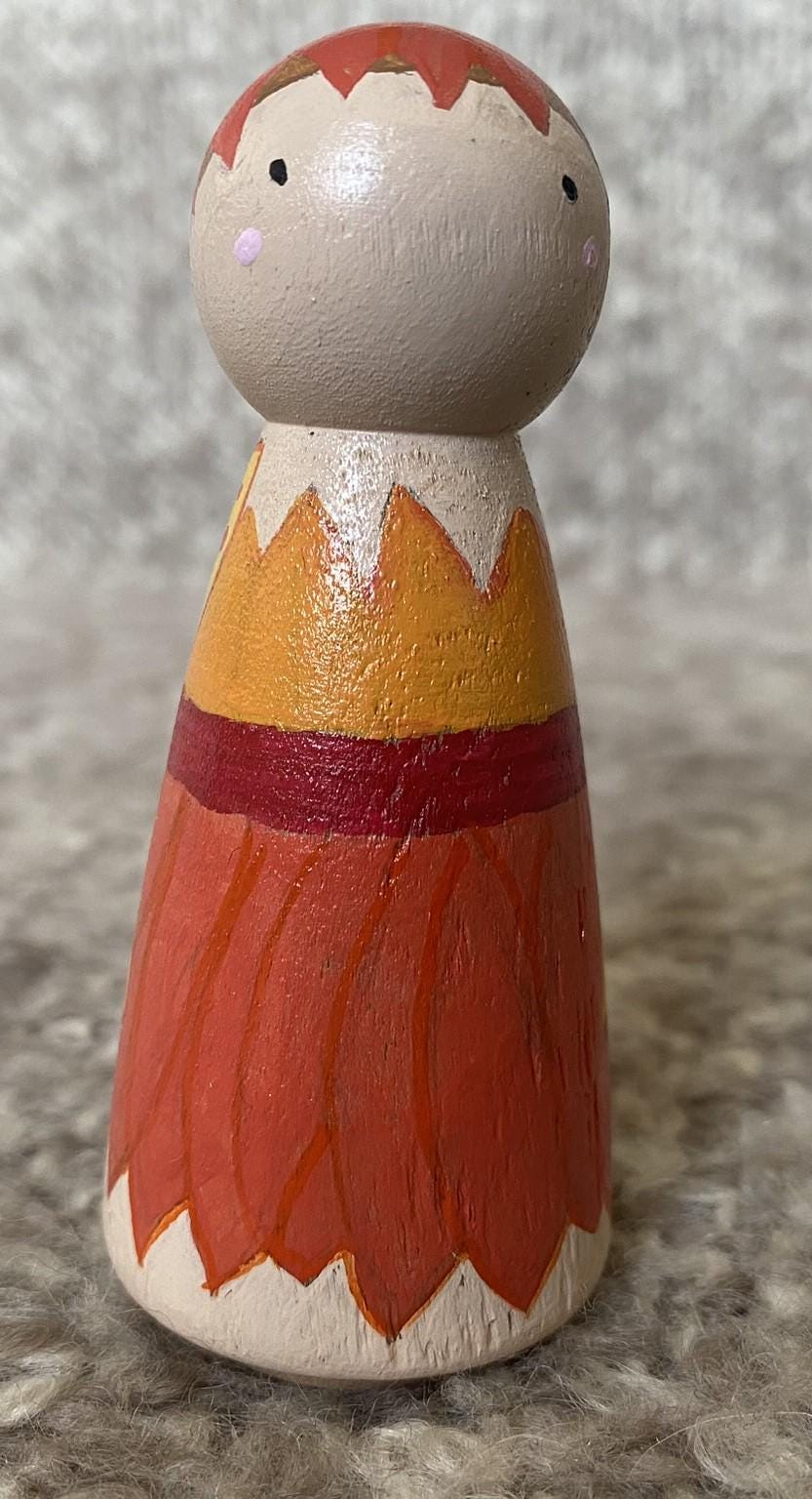Handpainted wooden fairy peg doll (9cm)