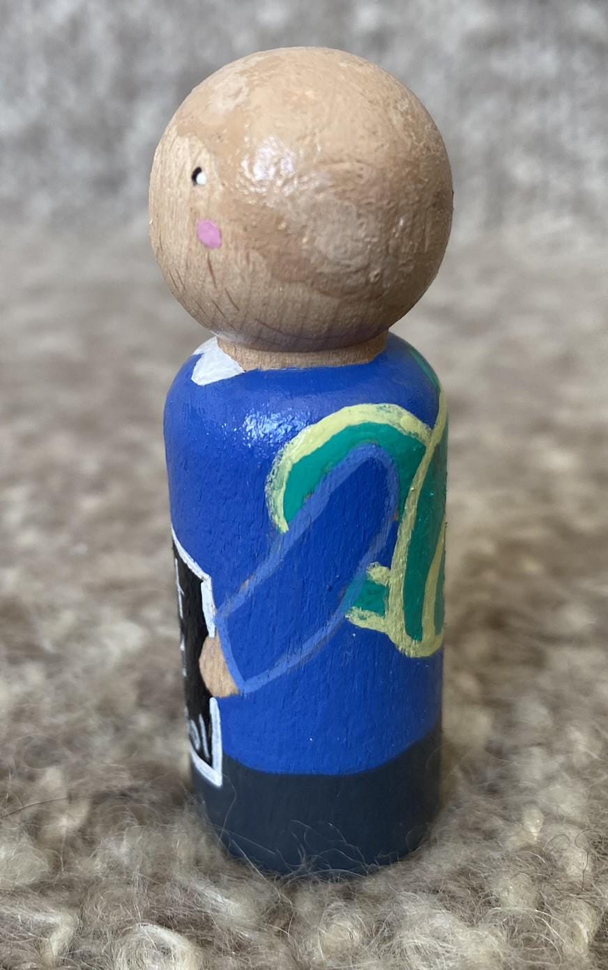 Hand painted First Day of School wooden peg doll (6.5cm)