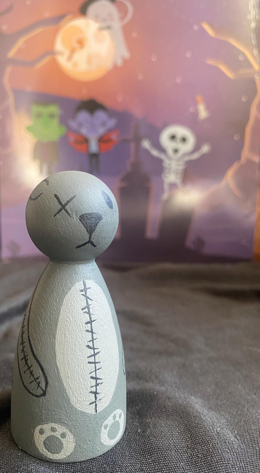 Hand painted Spooky Stitch Teddy Bear wooden peg doll (8cm)