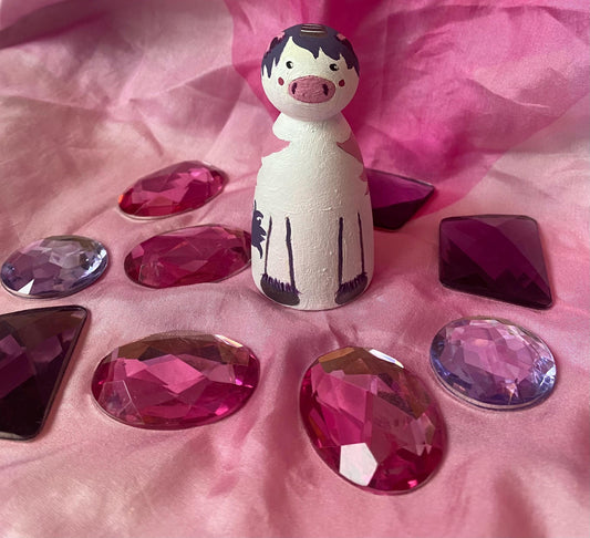 Unicorn hand painted wooden peg doll (7.5cm)