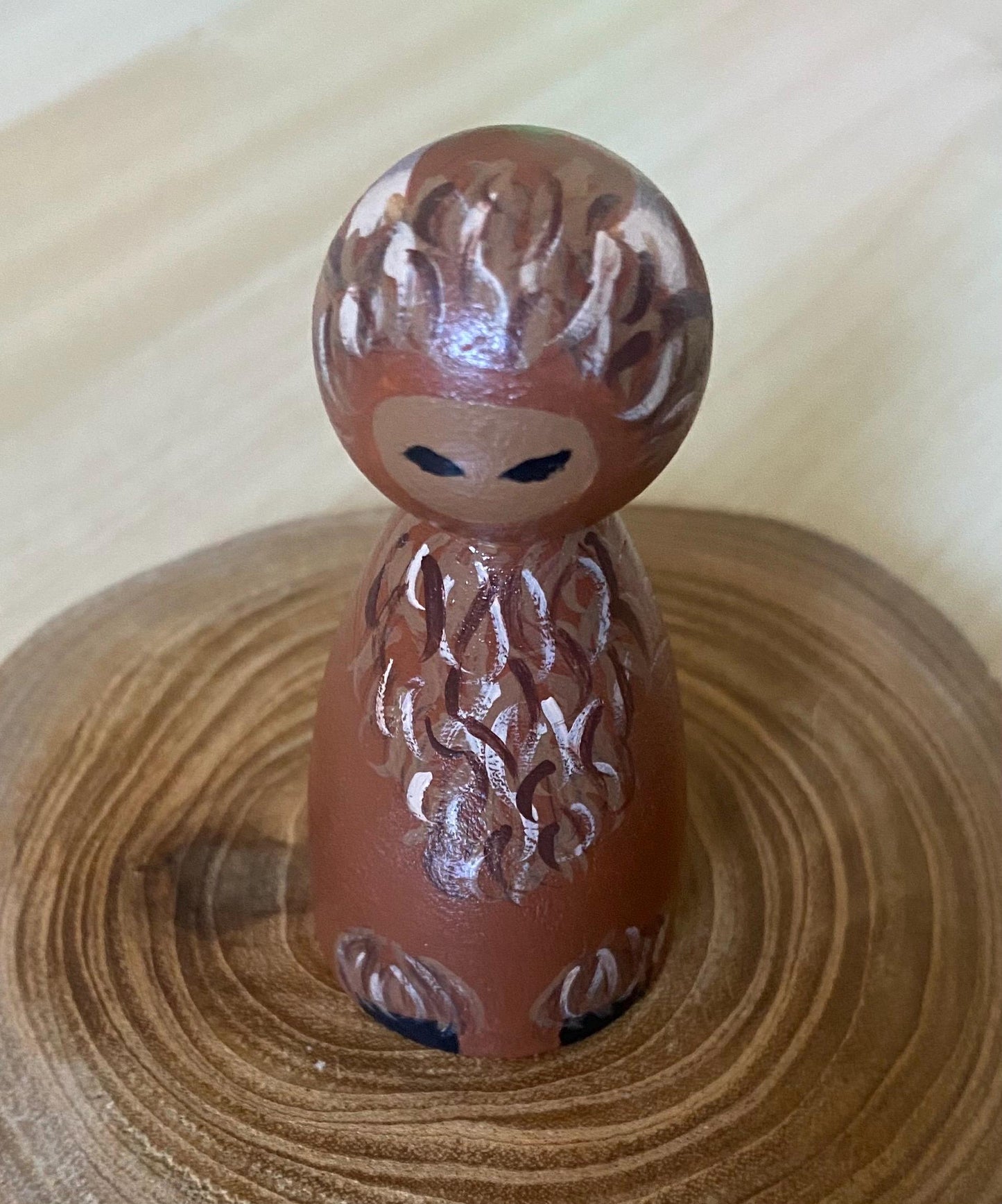 Hand painted Highland Cow wooden peg doll (8cm)