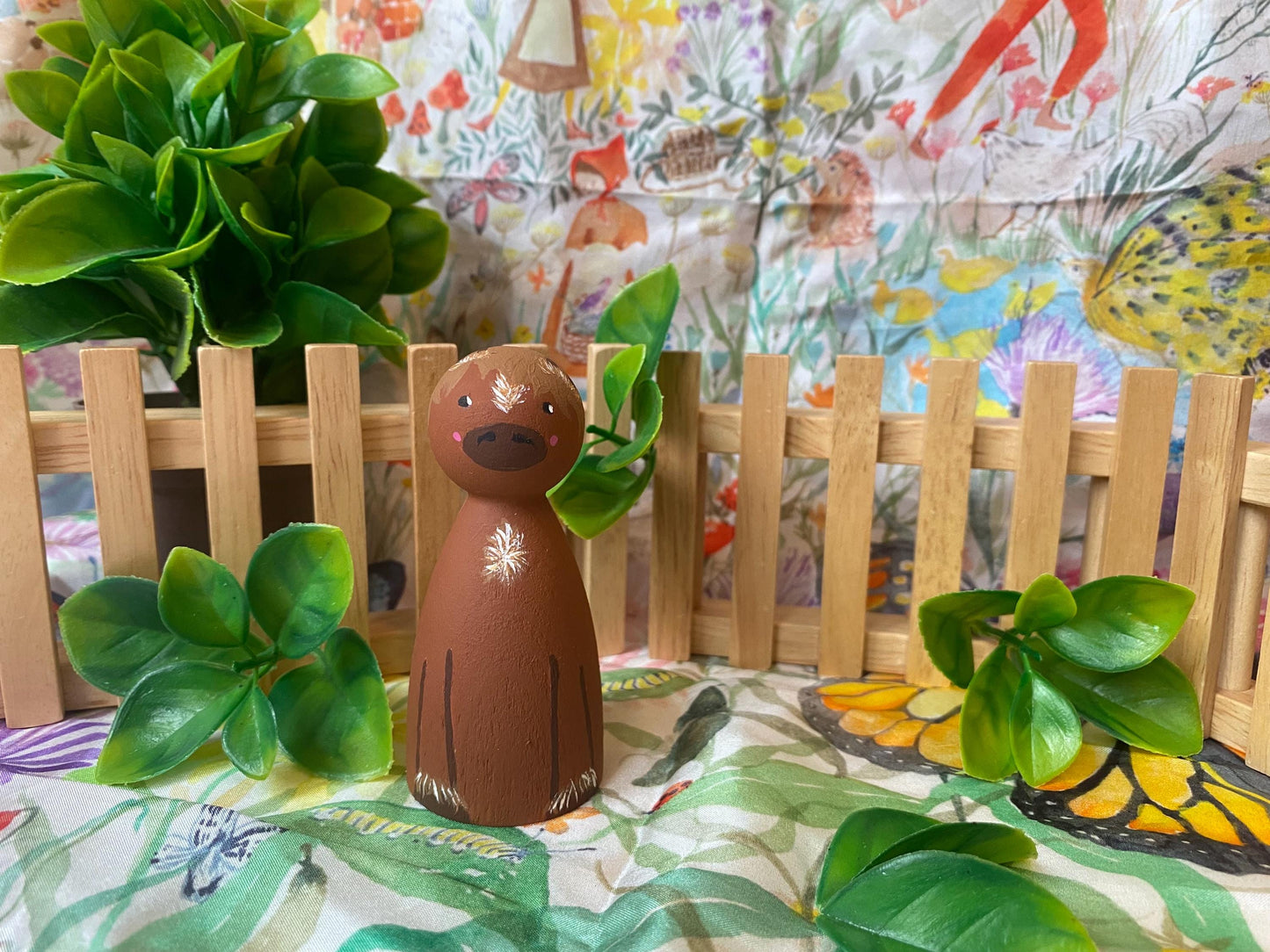 Brown horse hand painted wooden peg doll (8cm)