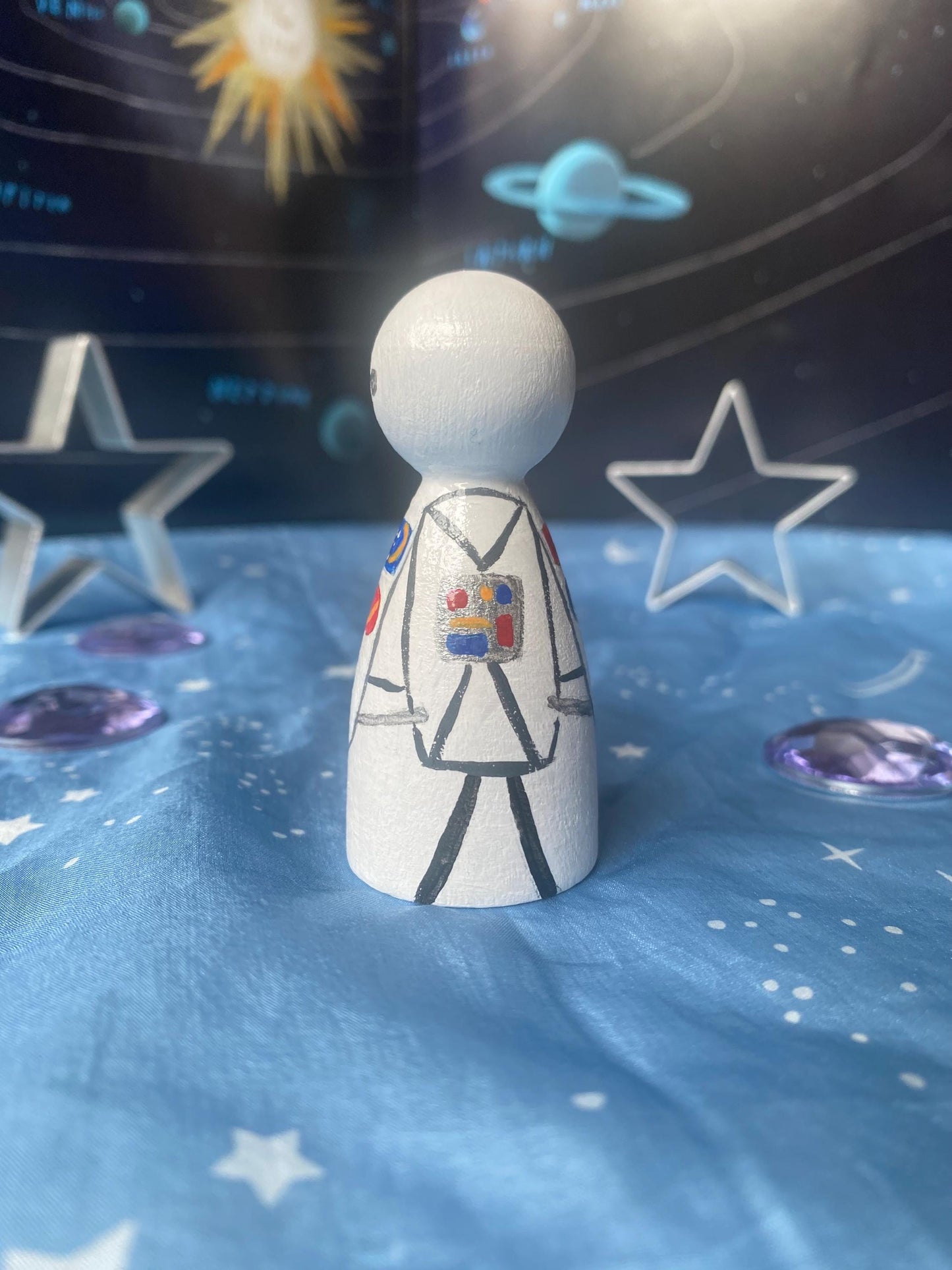 Astronaut handpainted wooden peg doll (6.5cm)