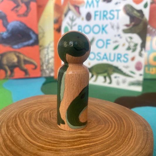 Brontosaurus hand painted wooden peg doll (6.5cm)
