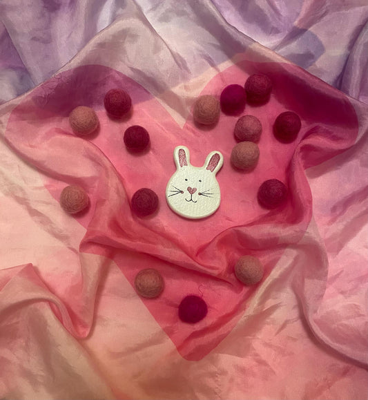 Some bunny loves you hand painted white wooden bunny with heart nose