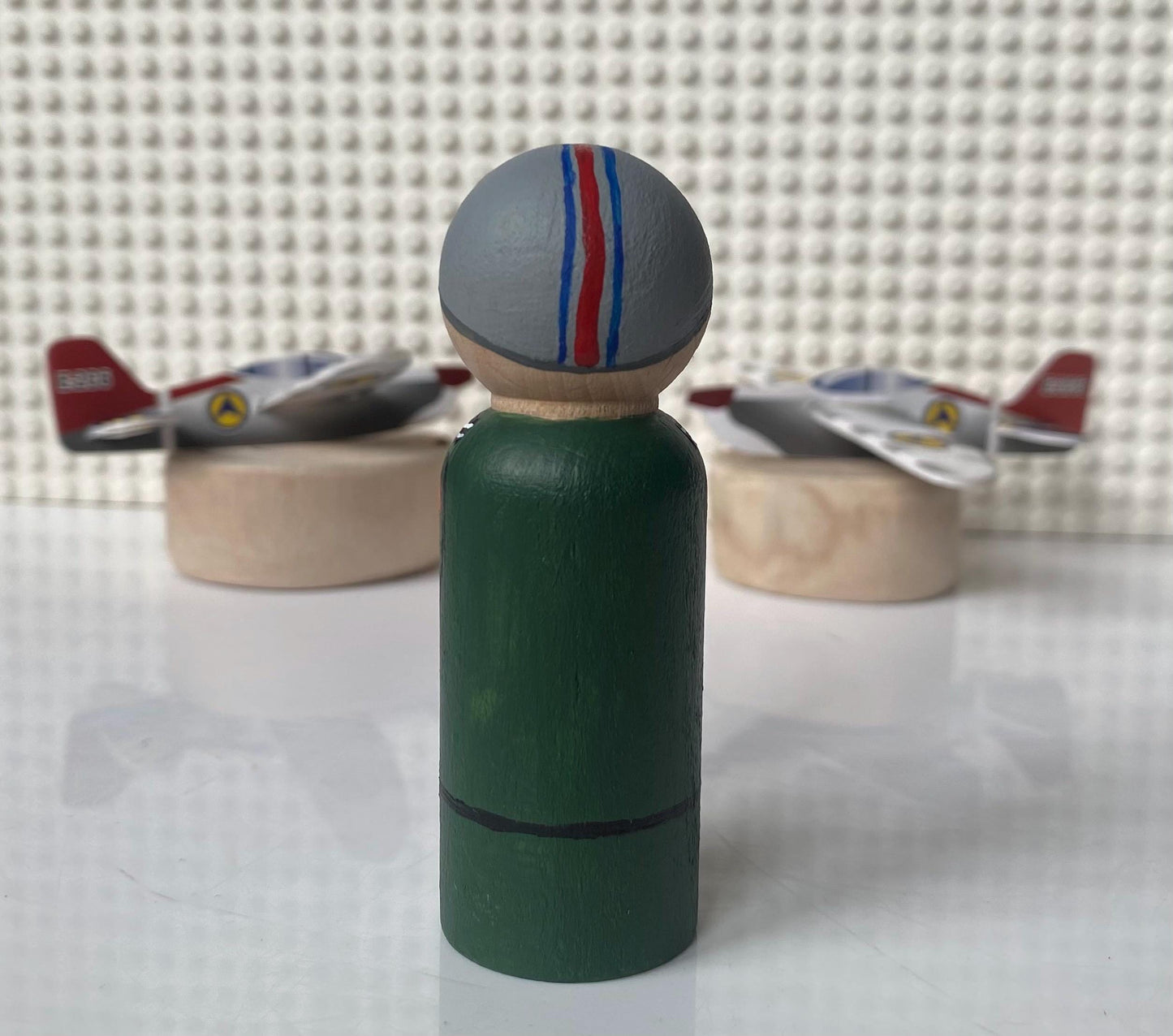 Hand painted pilot wooden peg doll (8cm)