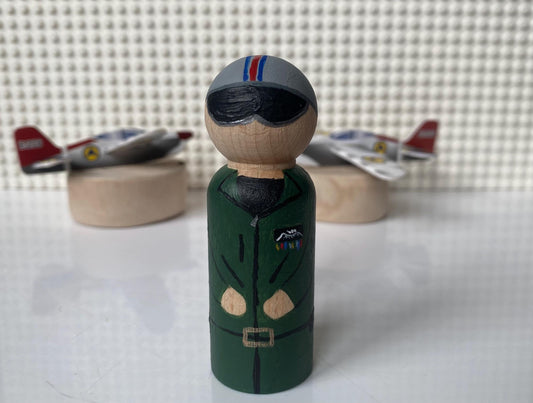 Hand painted pilot wooden peg doll (8cm)