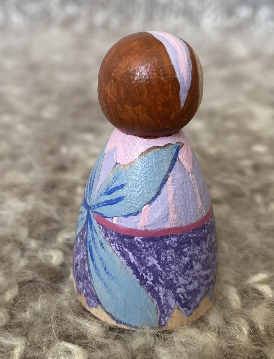 Hand painted purple wooden fairy peg doll (5cm)