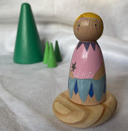Hand painted wooden fairy peg doll (7.5cm)