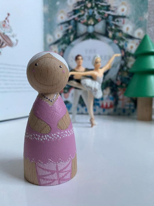 Sugarplum Fairy ballet dancer hand painted wooden peg doll (8cm)