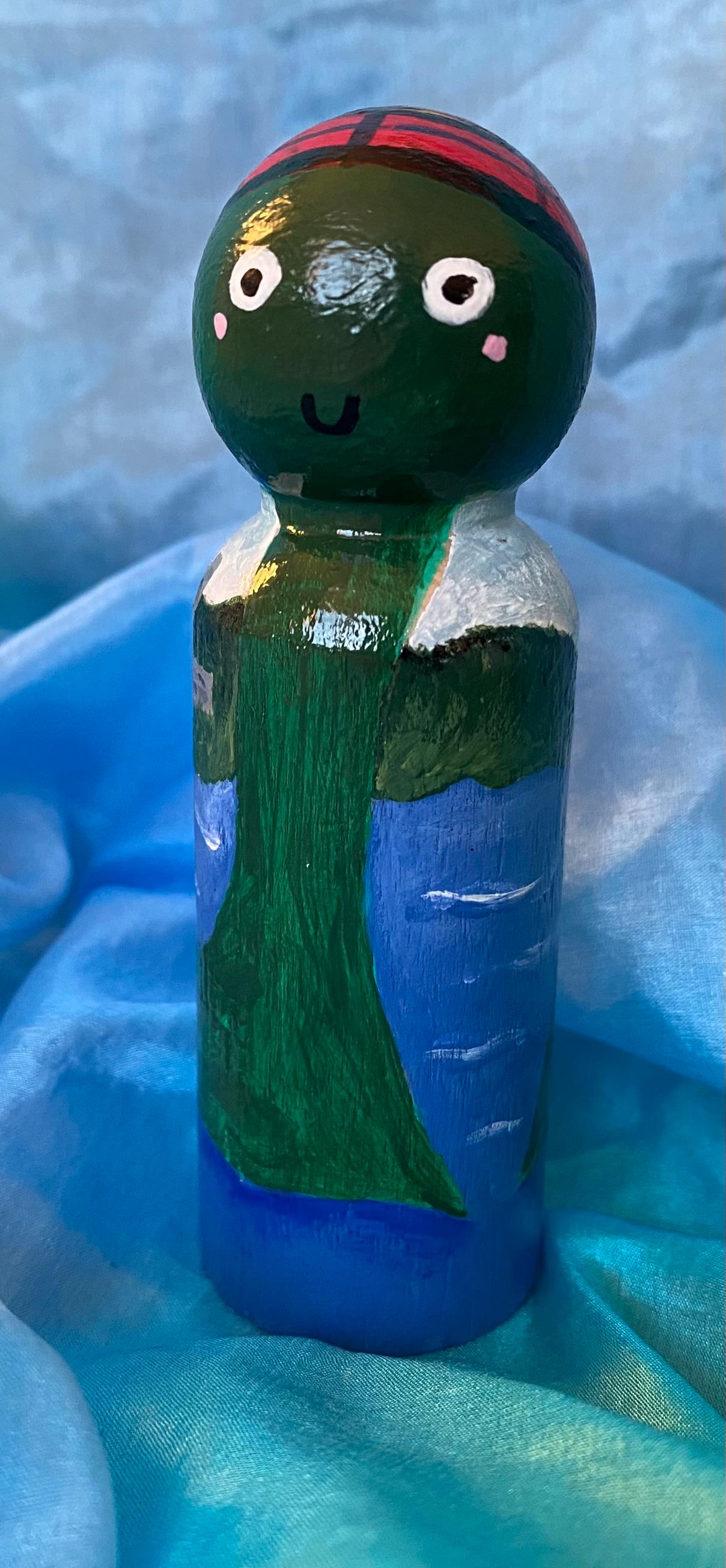 Hand painted Loch Ness monster wooden peg doll (9cm)