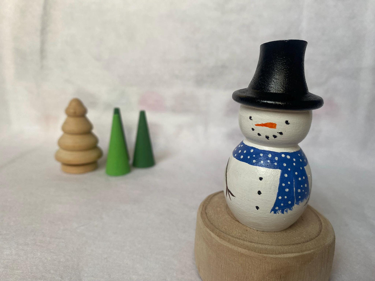 Hand painted wooden Christmas peg doll set (Santa Claus, Mrs Claus, Elf and Snowman)