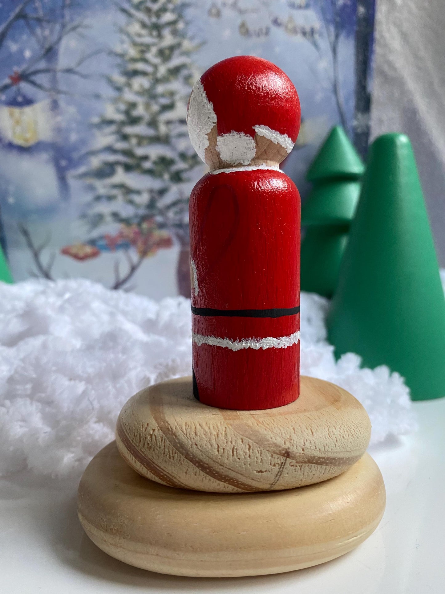 Santa Claus hand painted wooden peg doll (8cm)