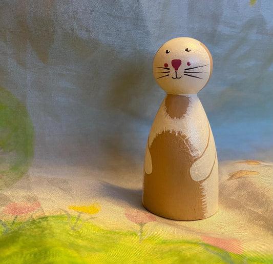 White Rabbit handpainted wooden peg doll (6.5cm)