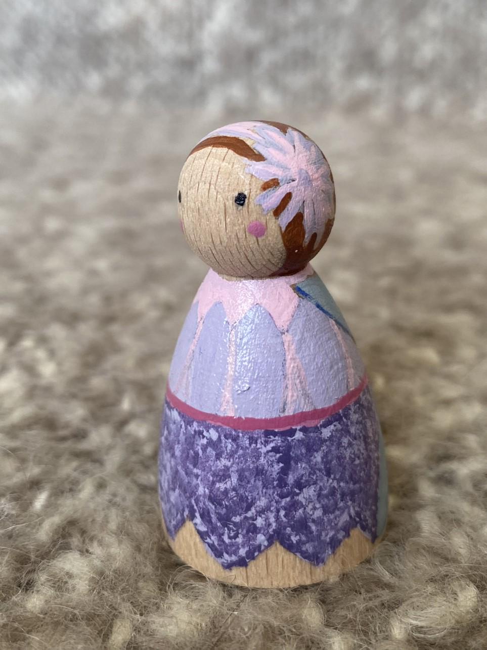 Hand painted purple wooden fairy peg doll (5cm)