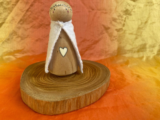 Secret Pink Heart hand painted wooden peg doll (9cm)