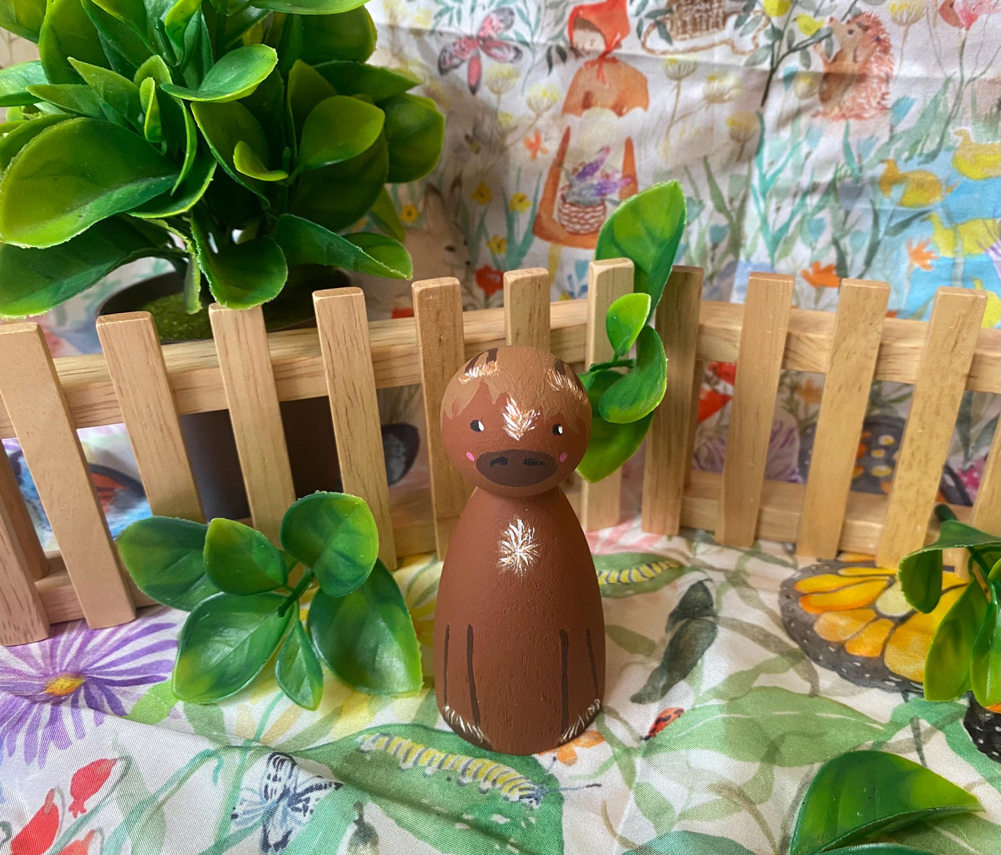 Brown horse hand painted wooden peg doll (8cm)