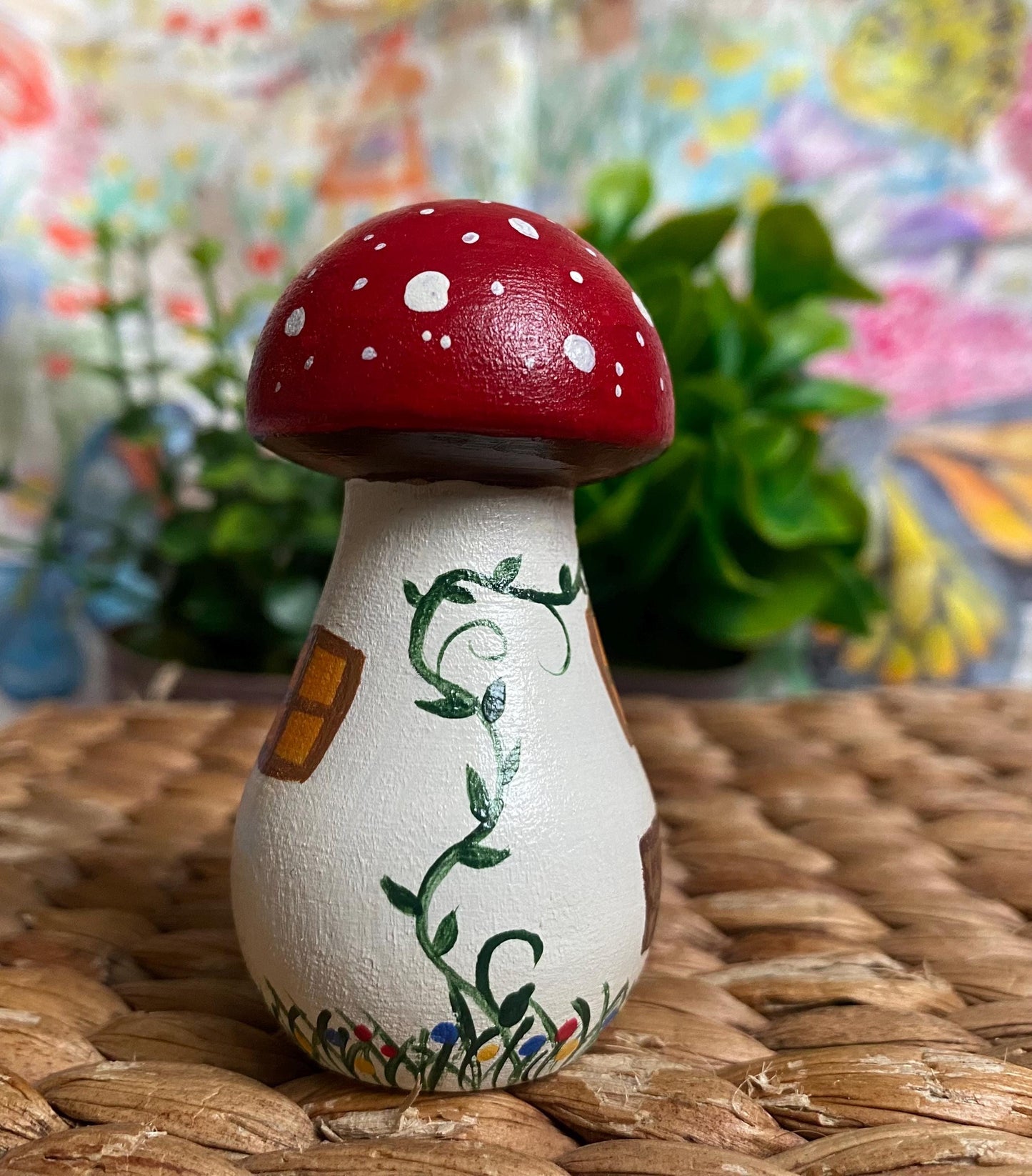 Hand painted wooden Fairy House (6.8cm)