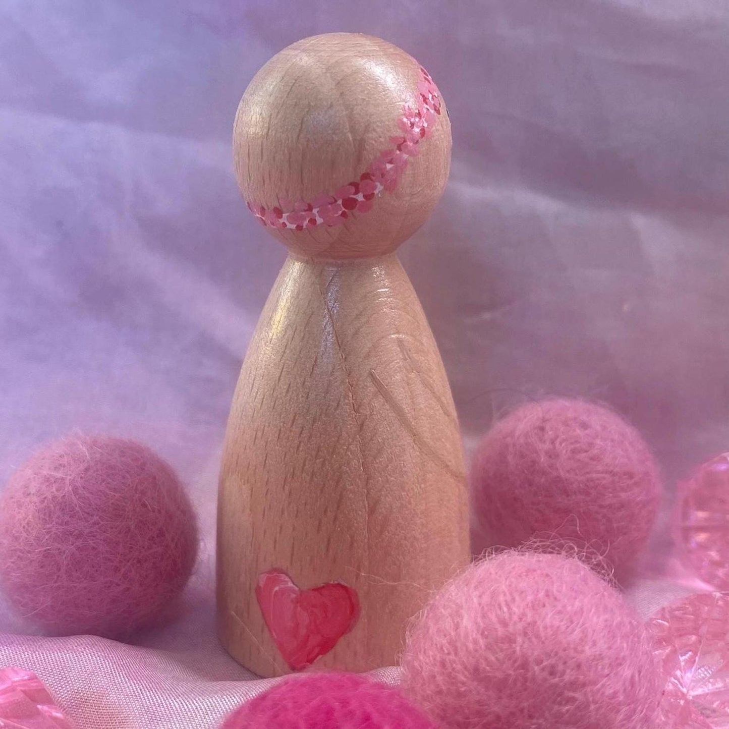 Bouquet of flowers design handpainted wooden peg doll (6.5cm)