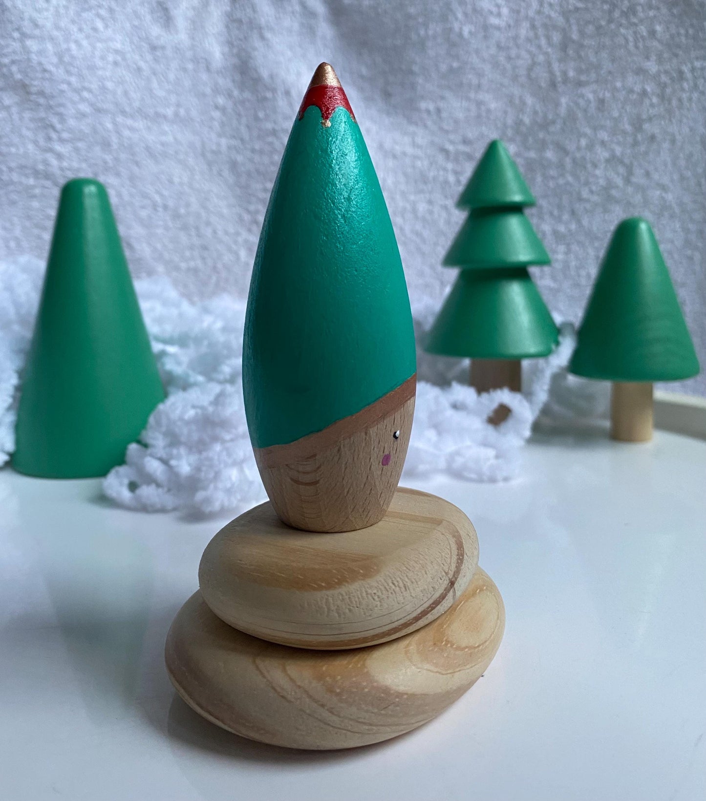 Christmas Elf hand painted wooden tomten peg doll (9cm)