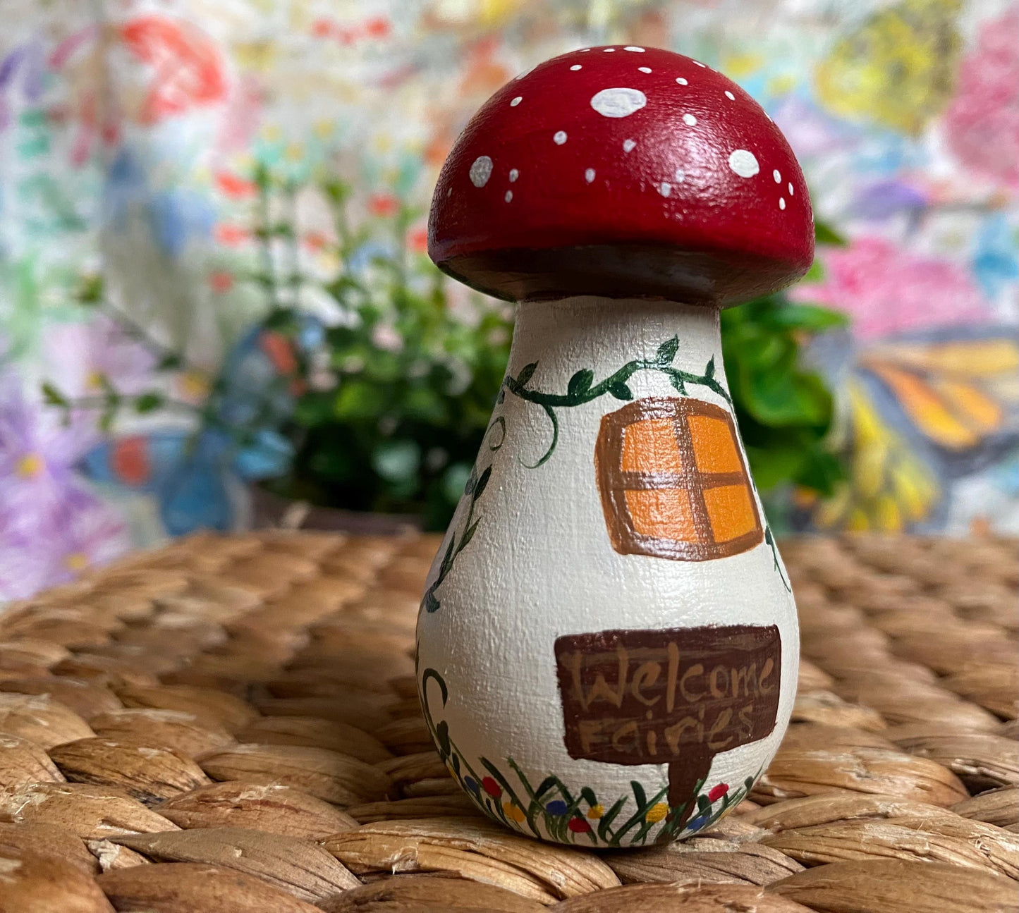 Hand painted wooden Fairy House (6.8cm)