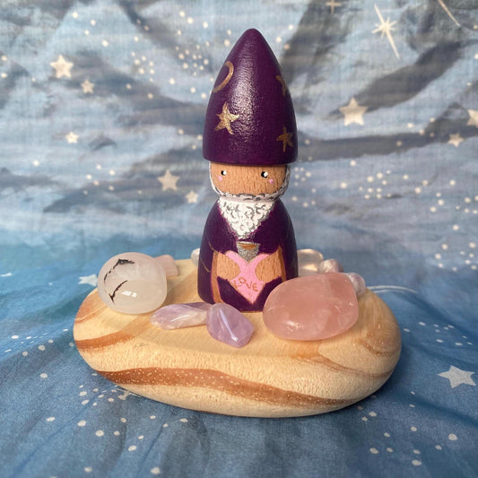 Wizard with love potion hand painted wooden peg doll (7cm)