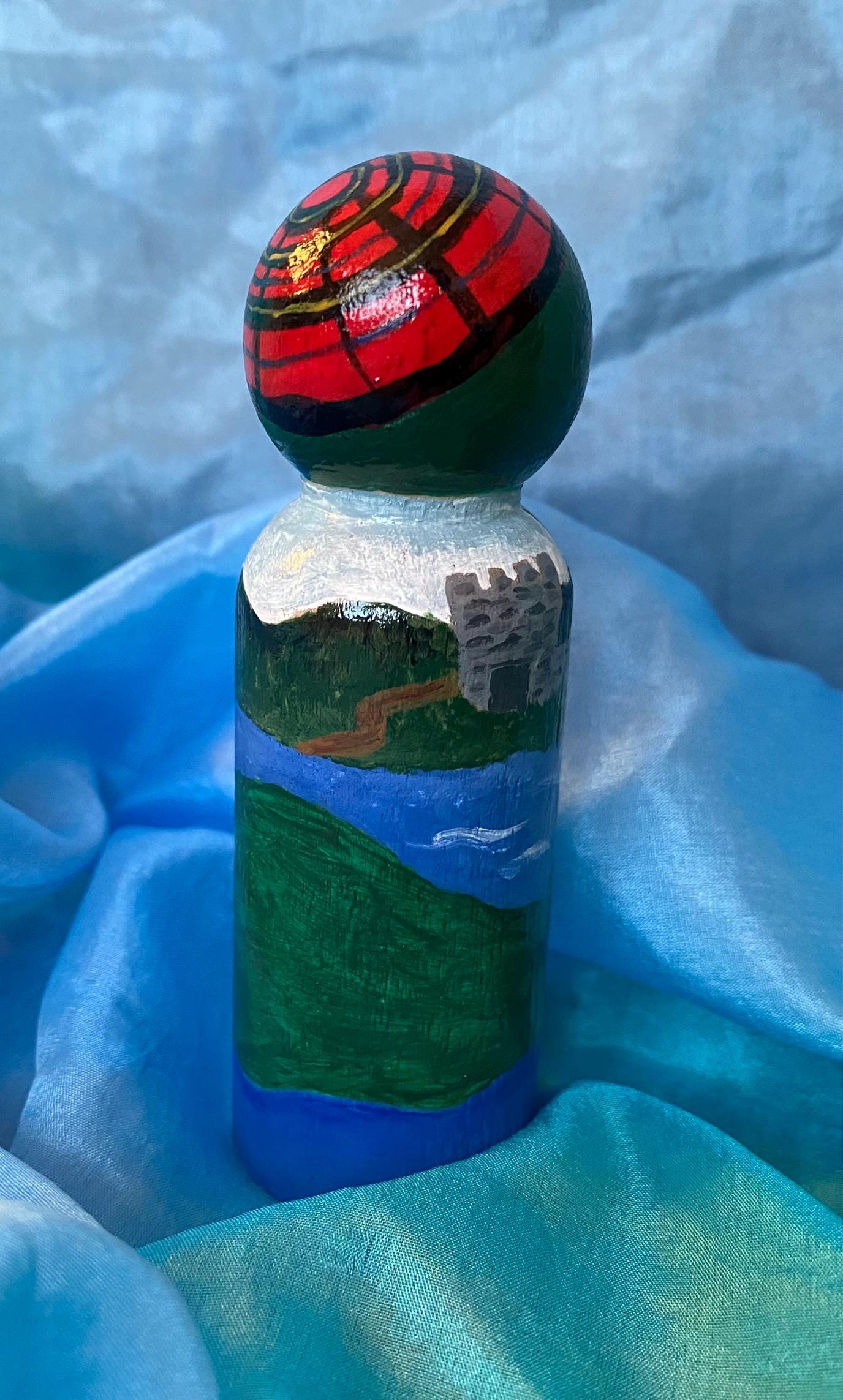 Hand painted Loch Ness monster wooden peg doll (9cm)