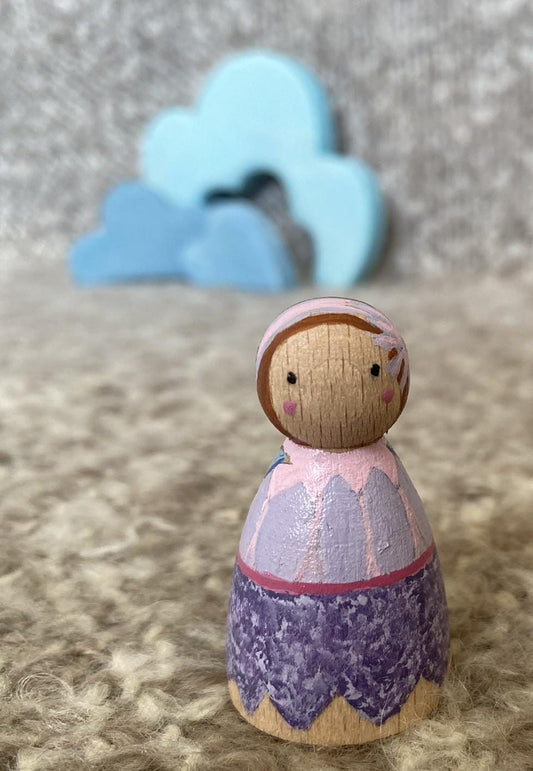 Hand painted purple wooden fairy peg doll (5cm)