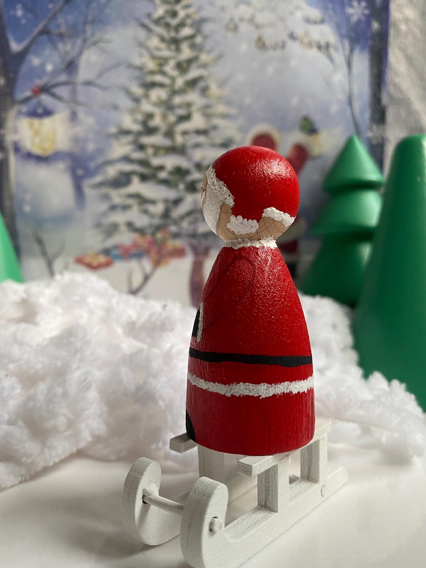 Santa Claus handpainted wooden peg doll (6.5cm)