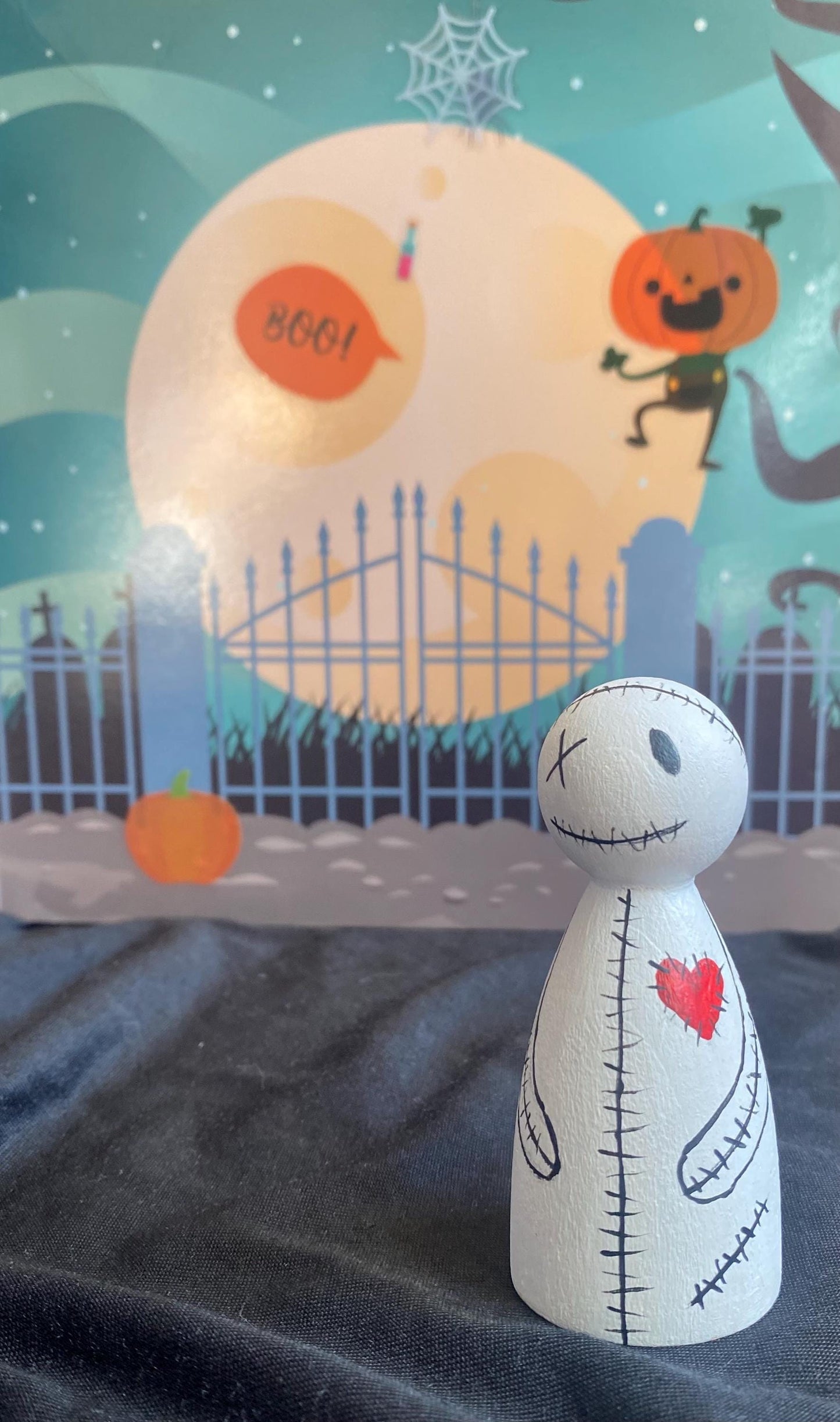 Hand painted Spooky Stitch wooden peg doll (8cm)